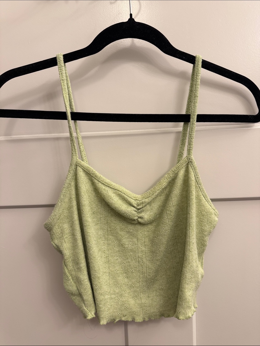 🔴LAST CALL‼️ Forever 21 Light Green Knit Spaghetti Strap Crop Top Tank Top